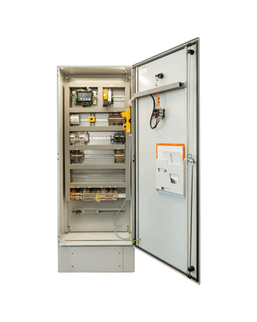 Geöffnete Elvatronik Aufzugsteuerung EVA MR.